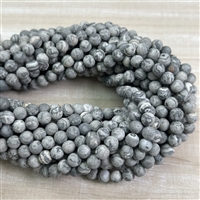 kelliesbeadboutique.com | 6mm Matte Grey Lace Agate