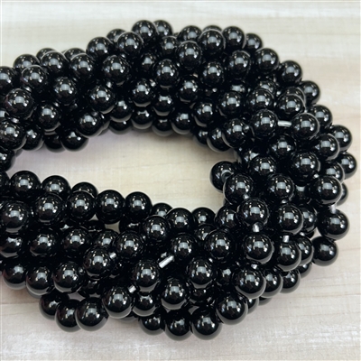 10mm Black Onyx Large Hole Beads - Long Strand