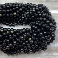 kelliesbeadboutique.com | 8mm Gold Sheen Obsidian Strands