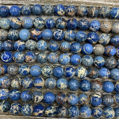 10mm Blue Impression Jasper Large Hole Beads
