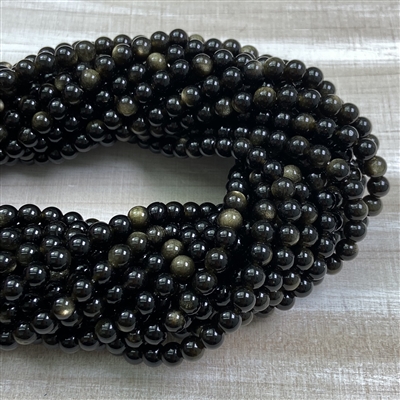 6mm Gold Sheen Obsidian Strands