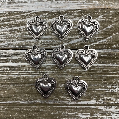 Antique Silver Raised Heart Charm