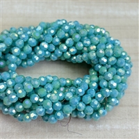 kelliesbeadboutique.com | 4mm  Round Turquoise Faceted Chinese Crystals