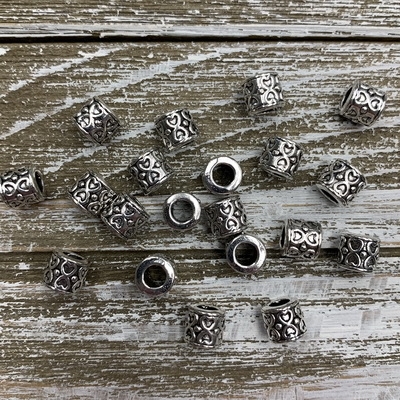 Large Hole Metal Bead - Antique Silver
