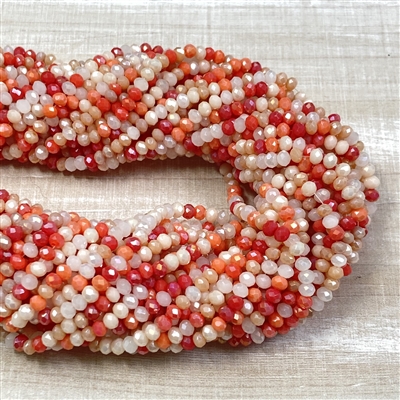 kelliesbeadboutique.com | 3.5x3mm Mixed Color Red Opaque Rondelle Chinese Crystals