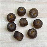 10-12mm Dark Topaz Ghana Glass Beads