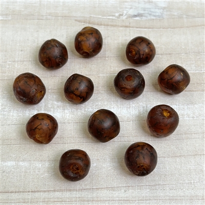 10 - 12mm Topaz Tortoise Ghana Glass Beads