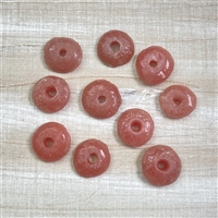 kelliesbeadboutique.com | 10mm Ashanti Handmade Glass Saucer Beads -Rosy Peach