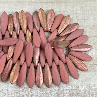 Czech Daggers 5x16mm Dusty Rose with Copper and Etching