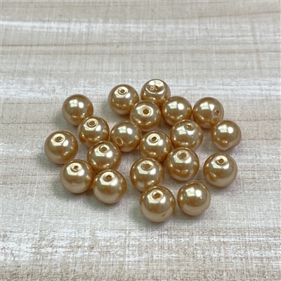 kelliesbeadboutique.com | 8mm Soft Tan Chinese Glass Pearls - 20 pieces