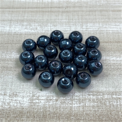 kelliesbeadboutique.com | 8mm Marine Blue Chinese Glass Pearls - 20 pieces