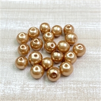kelliesbeadboutique.com | 8mm Burly Brown Chinese Glass Pearls - 20 pieces