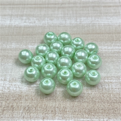 kelliesbeadboutique.com | 8mm Pale Green Chinese Glass Pearls - 20 pieces