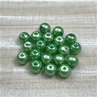 kelliesbeadboutique.com | 8mm Emerald Green Chinese Glass Pearls - 20 pieces