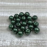 kelliesbeadboutique.com | 8mm Forest Green Chinese Glass Pearls - 20 pieces