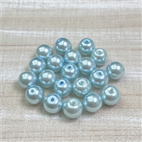 kelliesbeadboutique.com | 8mm Soft Blue Glass Pearls - 20 pieces
