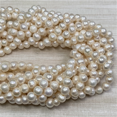 kelliesbeadboutique.com | 8mm Off White Large Hole Freshwater Pearls