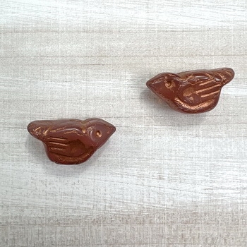 kelliesbeadboutique.com | 11 x 22mm Birds Rosewood with Copper - 2 beads