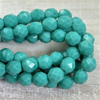 kelliesbeadboutique.com | 8mm Firepolish Opaque Green Turquoise