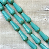 kelliesbeadboutique.com | 8x20mm Turquoise Travertine Faceted Drop Beads