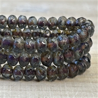 kelliesbeadboutique.com | 3x5mm Slate Blue with Picasso Rondelles