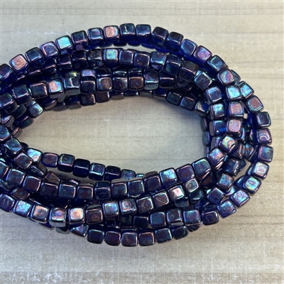 kelliesbeadboutique.com | 4mm Sapphire with Mother of Pearl Finish Cubes