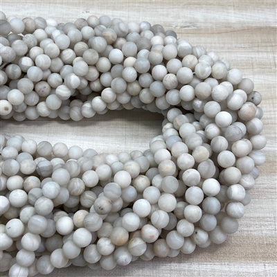 kelliesbeadboutique.com | 8mm Matte White Lace Agate