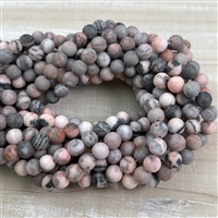 kelliesbeadboutique.com | 6mm Matte Pink Zebra Jasper Strands