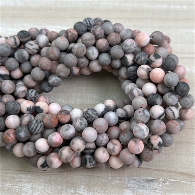 kelliesbeadboutique.com | 6mm Matte Pink Zebra Jasper Strands