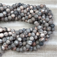 www.kelliesbeadboutique.com | 8mm Matte  Pink Zebra Jasper Strands