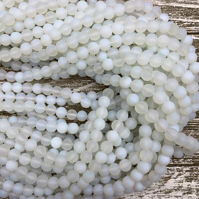 8mm Matte Round Opalite Bead Strands