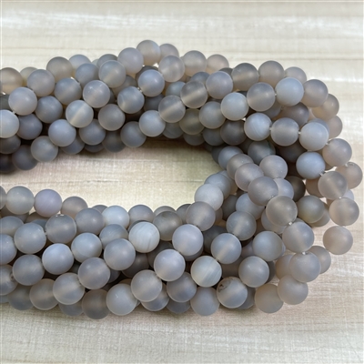 8mm Matte Grey Agate Bead Strands