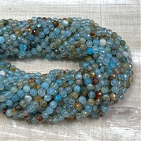 kelliesbeadboutique.com | 4mm Faceted Blue Agate - Dyed