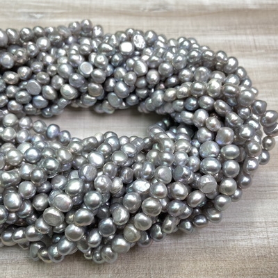 kelliesbeadboutique.com | 6-7mm Grey Nugget Freshwater Pearls