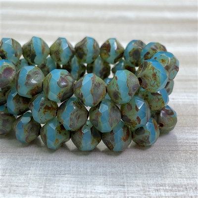 kelliesbeadboutique.com | 8mm Baroque Beads Medium Sky Blue Picasso