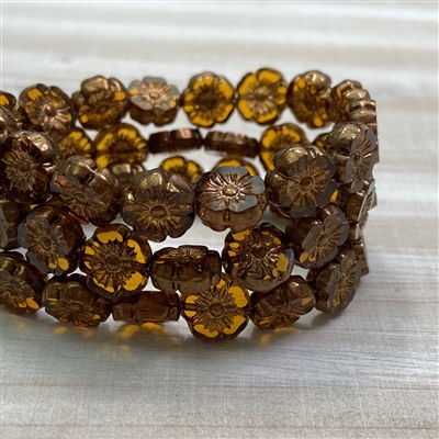 kelliesbeadboutique.com | 9mm Hibiscus Pumpkin with Bronze Finish