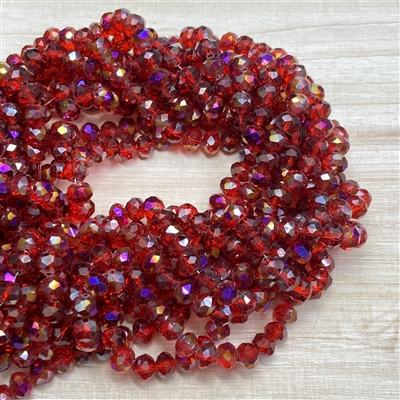 kelliesbeadboutique.com | 6x8mm Half Rainbow Red Faceted Chinese Crystals