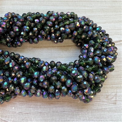 kelliesbeadboutique.com | 6x8mm Half Plated Olive Drab Faceted Chinese Crystals