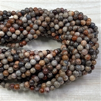 kelliesbeadboutique.com | 6mm Chrysanthemum Fossil Agate Strands