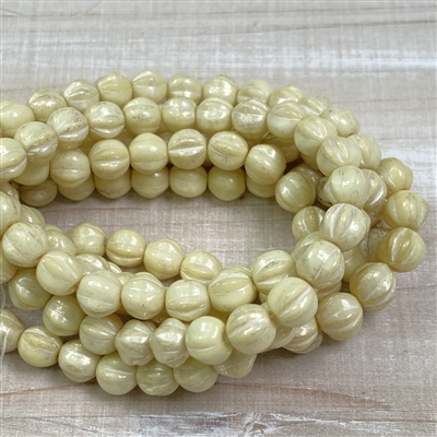 kelliesbeadboutique.com | 6mm Melon Ivory with Mercury Finish