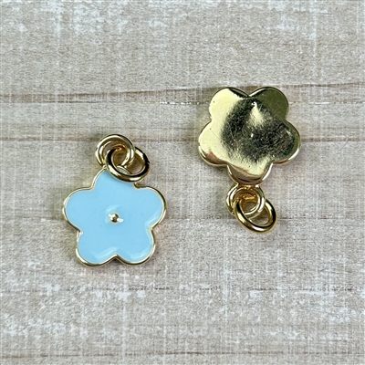 kelliesbeadboutique.com | 9x13mm Baby Blue Enamel Flower Charm