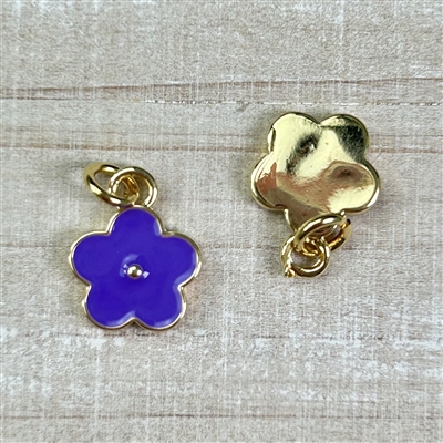 kelliesbeadboutique.com | 9x13mm Purple Enamel Flower Charm