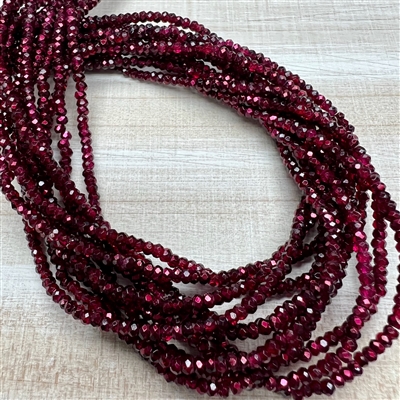 2mm Dark Merlot Faceted Chinese Crystals