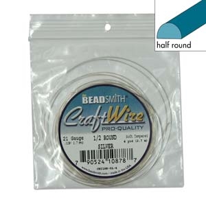 Half Round Wire - Silver 21 gauge