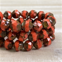 kelliesbeadboutique.com | 9mm Baroque Central Cut Orange Coral Picasso Beads