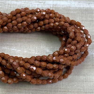 kelliesbeadboutique.com | 4mm Rust Opaque Firepolish Beads