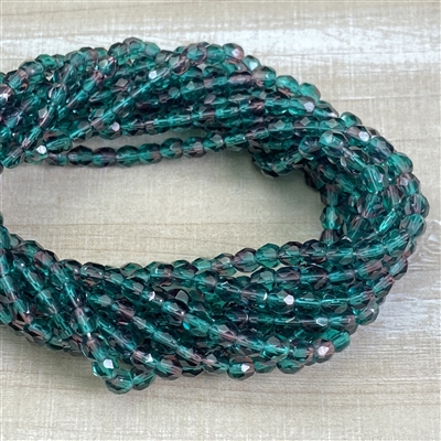 kelliesbeadboutique.com | 4mm Amethyst Emerald Mix Firepolish Beads
