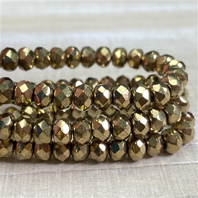 kelliesbeadboutique.com | 5x3mm Bronze Opaque with Gold Finish Rondelle