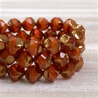 kelliesbeadboutique.com | 9mm Baroque Beads Orange Opaline with Bronze Finish