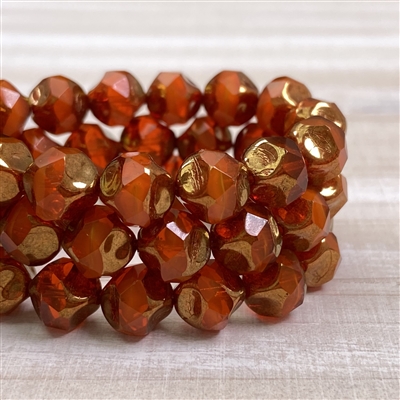 kelliesbeadboutique.com | 9mm Baroque Beads Orange Opaline with Bronze Finish